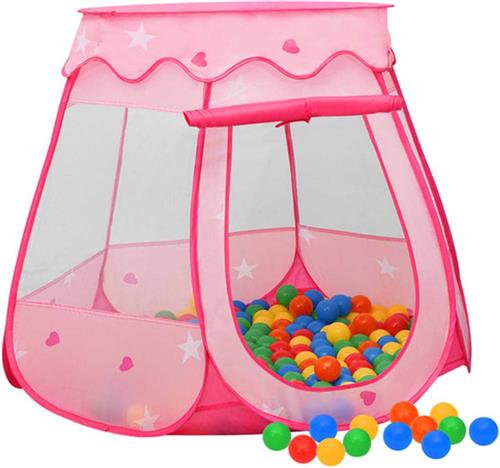vidaXL Kinderspeeltent met 250 ballen 102x102x82 cm roze