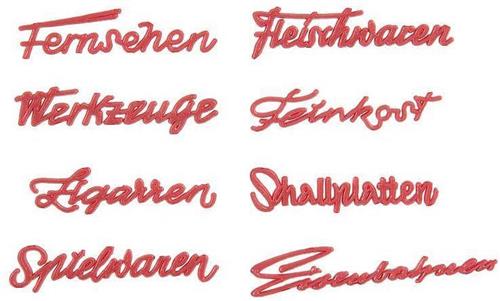 Faller - Winkelopschriften 50er jaren - modelbouwsets, hobbybouwspeelgoed voor kinderen, modelverf en accessoires