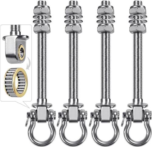 Inovra - 4-delige swing haken met lagers voor hangmat - M10 - Belastbaar tot 500 kg - Beton - Roestvrij staal swing haken - Plafondhaak met oog - Bevestiging voor hangstoel