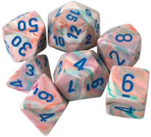 Chessex Feestelijke Mini-Polyhedral Pop Ar/blauw Dobbelsteenset (7 stuks)