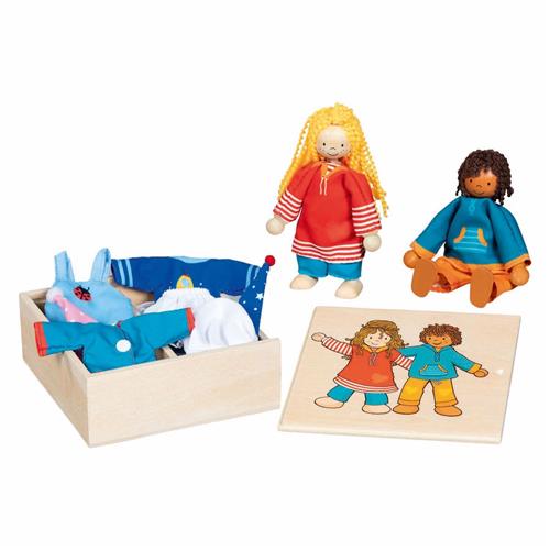 Goki Flexibele Poppen Fynja & Fabio, 6 Outfits
