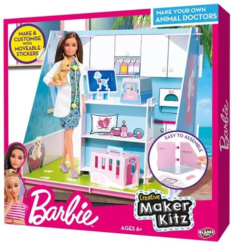 Barbie - Maak je eigen pop-up dierenkliniek set - Inclusief stickers - voor je Barbie accessoires - Exclusief Barbie pop