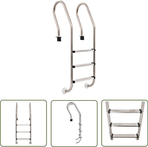 vidaXL Zwembadladders - Zwembadtrap - Zwembadladder met 3 sporten 120 cm roestvrij staal 304 - Inox Zwembadladder - Roestvaststaal Zwembadladder - Ingraven Zwembad