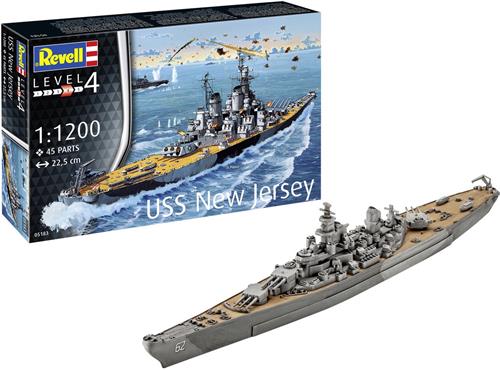 1:1200 Revell 75183 USS New Jersey - BB-62 - Iowa-klasse - WWII Amerikaans Slagschip - Starter Kit Plastic Modelbouwpakket