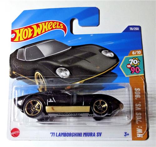 HOT WHEELS '71 LAMBORGHINI MIURA SV BLACK GOLD 78/250 1:64 HW '70S VS.'90S