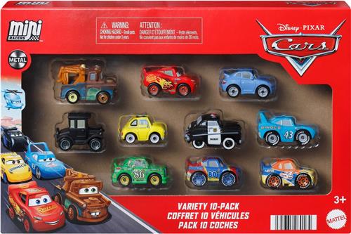 Disney en Pixar Cars Mini Racers 10-pack, set van 10 speelgoedvoertuigen uit de film (stijl kan variëren)