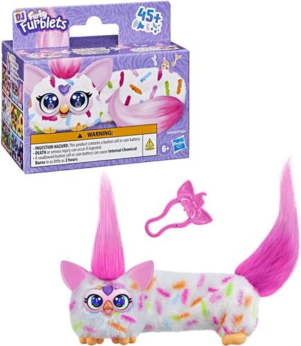 Furby DJ Furblets Berry-Cup-Cake, elektronisch miniknuffeldier voor meisjes en jongens van 6+