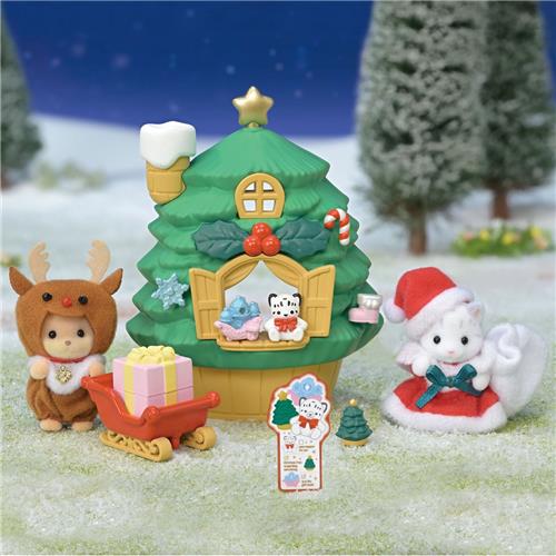 Sylvanian Families 5822 Baby Kerstboomset- MET KERSTBOOM + 2 FLUWEELZACHTE speelfiguren