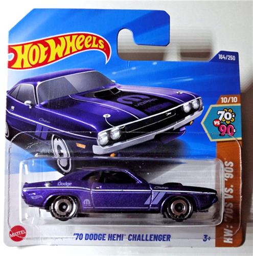 HOT WHEELS '70 DODGE HEMI CHALLENGER 164/250 PURPER 1:64 HW '70S VS.'90S SHORT CART 2025