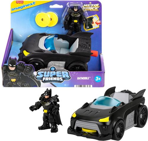 Fisher-Price Imaginext DC SUPER FRIENDS METAL FORCE BATMOBILE VEHICLE, Auto, 3 jaar, Kunststof, Zwart