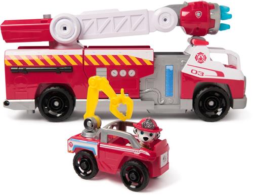 PAW Patrol - Brandweerredding - Marshall's Brandweerwagen met Marshall-figuur, licht, lanceerder en geluidseffecten