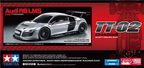 1:10 Tamiya 58749 RC Auto - Audi R8 LMS 2008 - TT-02 RC Plastic Modelbouwpakket