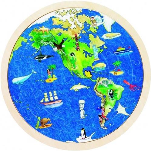 legpuzzel Wereldbol hout 57 stukjes