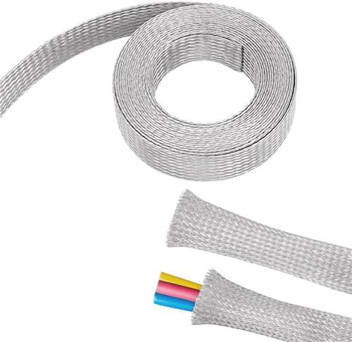 Inovra - Brede roestvrijstalen gevlochten mouw voor kabelbescherming - flexibel en uitbreidbaar - gemaakt van plat metaalgaas - geschikt voor grondkabels.