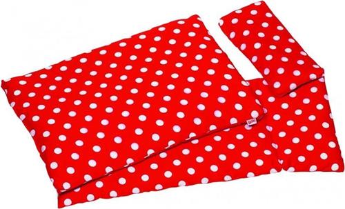 Goki Poppen beddengoed rood met witte stippen