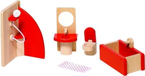 Goki Houten Poppenhuis Badkamer 5-delig
