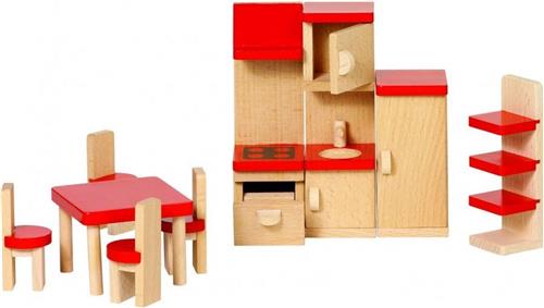 Goki Houten poppenhuis keuken 9-delig