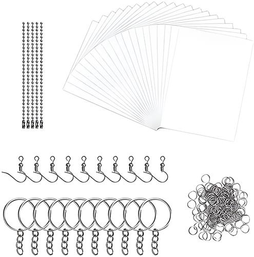 Complete knutselpakket met 145-delige krimpfolie set inclusief sleutelhangers, accessoires en creatieve materialen voor DIY sieraden en kunstprojecten