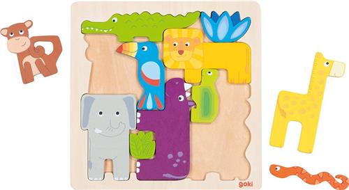 Puzzel: SAFARI 21x21x0,8cm, 11-delig, hout, 3+