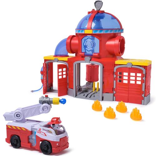 PAW Patrol - Brandweerkazerne Speelset - met Marshall-figuur, brandweerwagen, licht, lanceerder en geluidseffecten