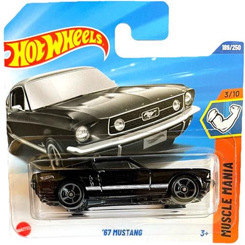 HOT WHEELS '67 MUSTANG BLACK 189/250 HW MUSCLE MANIA 3/10 1:64 USA CAR