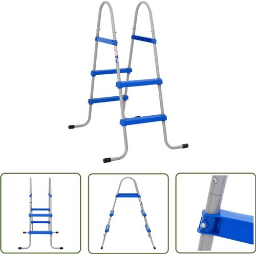 vidaXL Zwembadtrap - Zwembadladder - Zwembadladder voor bovengronds zwembad 84 cm staal en kunststof - Bovengrondswemmbad - Zwembadaccessoires - Staalladders