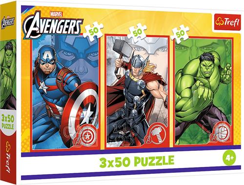 Trefl 3x50, Your hero, Disney Marvel The Avengers FSC Mix 70%, 50 stuk(s), Strips, 4 jaar
