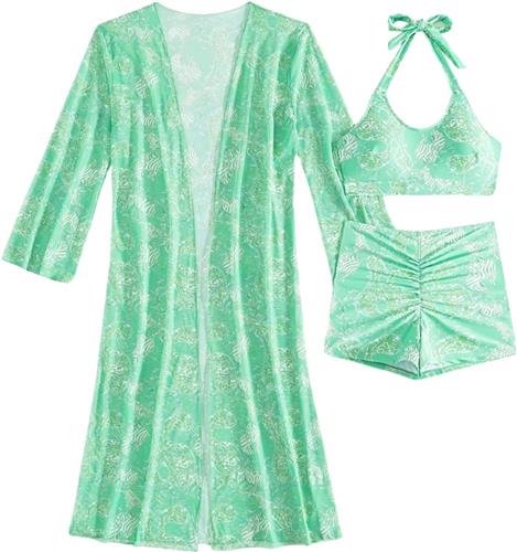 Bovista Bikini Set Dames - Strandjurk - Volwassenen - Strandtuniek - Blouse - Groen - Maat M