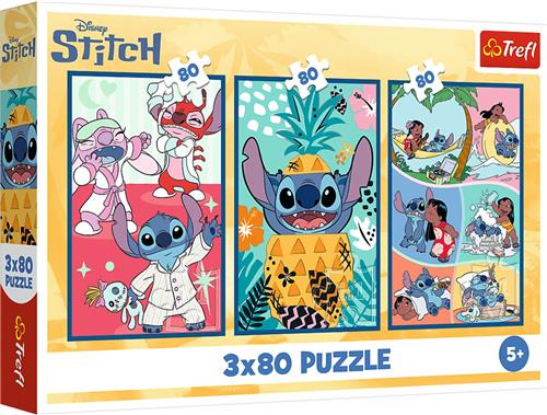 Trefl 3x80, Stitch's world, Disney Lilo&Stitch FSC Mix 70%, 80 stuk(s), Stripfiguren, 5 jaar