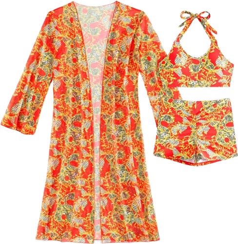 Bovista Bikini Set Dames - Strandjurk - Volwassenen - Strandtuniek - Blouse - Rood - Maat XXL