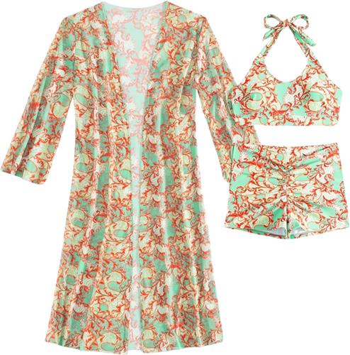 Livano Bikini Set Dames - Strandjurk - Volwassenen - Strandtuniek - Blouse - Lichtgroen - Maat M