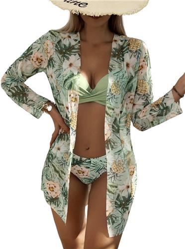 Bovista Bikini Set Dames - Strandjurk - Volwassenen - Strandtuniek - Blouse - Groen - Maat XL
