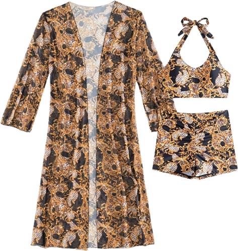 Nivard Bikini Set Dames - Strandjurk - Volwassenen - Strandtuniek - Blouse - Zwart - Maat XL