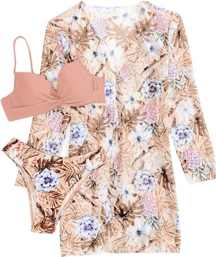 Livano Bikini Set Dames - Strandjurk - Volwassenen - Strandtuniek - Blouse - Roze - Maat L