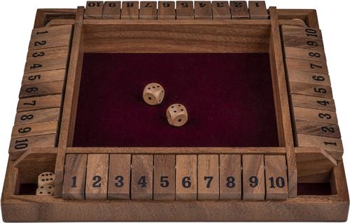 Shut the box 4 spelers Walnoot, 29 x 29 x 3,5 cm