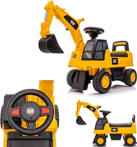 Loopauto voor kinderen Graafmachine, Zitgraafmachine voor kinderen vanaf 1 jaar met ingebouwd opbergvak, duwauto kindergraafmachine met 2 geluidsknoppen, zandgraafmachine, schopgraafmachine