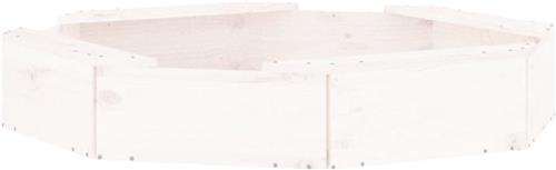 Zandbak met bankjes achthoekig massief grenenhout wit
