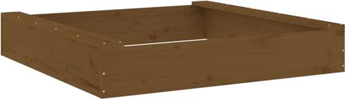 Zandbak met bankjes vierkant massief grenenhout honingbruin