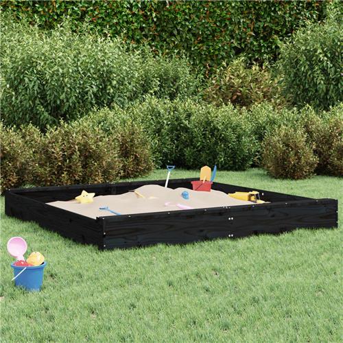 vidaXL Zandbak met bankjes vierkant massief grenenhout wit