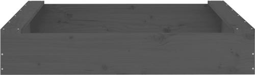 vidaXL Zandbak met bankjes vierkant massief grenenhout grijs