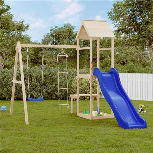 vidaXL Schommelzitje en touwladder 37x15 cm PE blauw