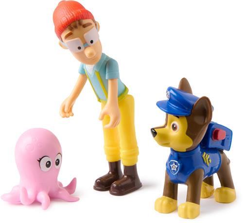 PAW Patrol - Speelfigurenset met 3 verzamelfiguren van Chase, Kapitein Turbot en baby-octopus