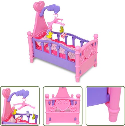 vidaXL Meisjespoppenbed - Kinderpoppenbed - Poppenbed voor kinderen kinderkamer roze + paars - Poppenhuis - Speelhoek - Rozeplastict