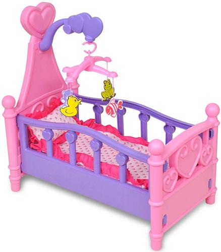 Poppenbed met accessoires - Roze/Paars - 48x27x49 cm Poppenbed - Poppenbedden - Poppenbedje - Poppenbedjes