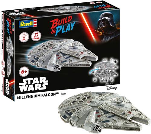 Revell Modelbouwpakket Ruimtevaart - 06566 Build - Play - The Millennium Falcon - Star Wars - met Licht en Geluid - voor Kids Plastic - 1:164