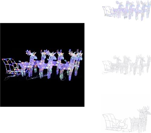 vidaXL Rendieren En Slee Kerstversiering - Rendieren En Slee Kerstversieringen - Kerst Rendier En Slee - Lichtgevend Rendier - Kerstversiering rendieren en slee 320 LED's acryl