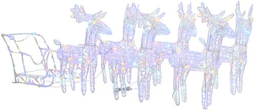 vidaXL Kerstversiering rendieren en slee 320 LED's acryl - Rendieren En Slee Kerstversiering - Rendieren En Slee Kerstversieringen - Kerst Rendier En Slee - Lichtgevend Rendier