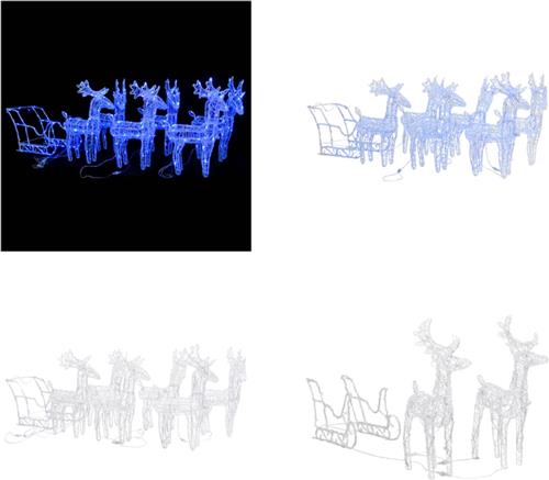 vidaXL Kerstversiering rendieren en slee 320 LED's acryl - Rendieren En Slee Kerstversiering - Rendieren En Slee Kerstversieringen - Kerst Rendier En Slee - Lichtgevend Rendier