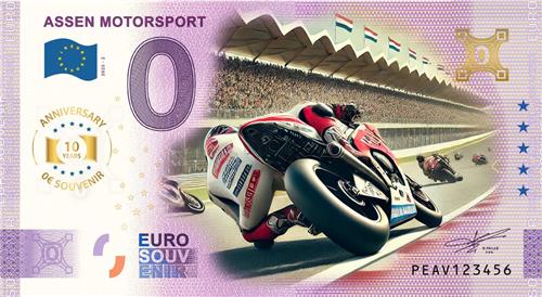 0 Euro biljet Nederland 2025 - Assen Motorsport ANNIVERSARY KLEUR