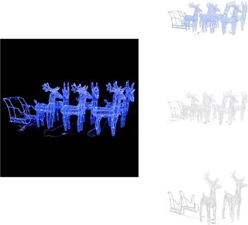 vidaXL Rendieren En Slee Kerstversiering - Rendieren En Slee Kerstversieringen - Kerst Rendier En Slee - Lichtgevend Rendier - Kerstversiering rendieren en slee 320 LED's acryl